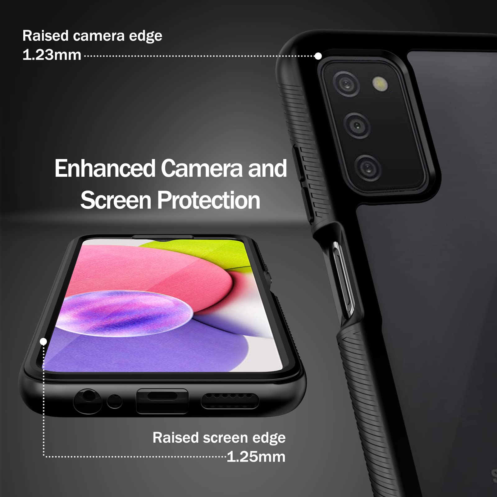 Wahhle Compatible With Samsung Galaxy A03S Case, Built In Screen Protector Full Body Shockproof Slim Fit Bumper Protective Phone