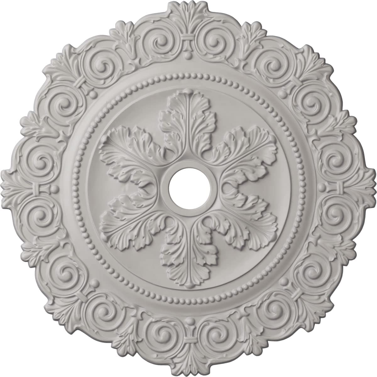 Ekena Millwork CM33SCUWF Scroll Medallion Ceiling Medallion, Ultra Pure White, 33 1/4OD x 3 5/8ID x 1P