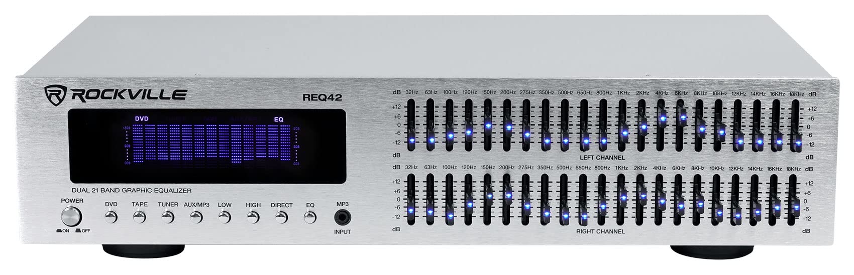 Rockville REQ42-S Silver 19 Rack Mount 2x21 Band Equalizer