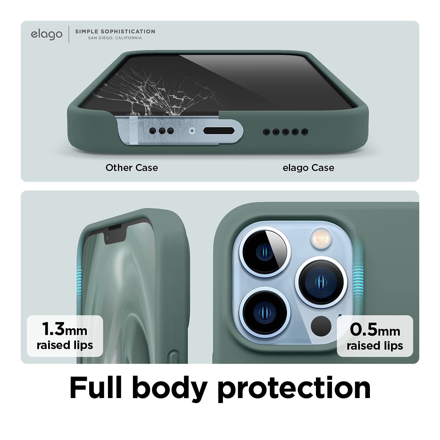 Elago Liquid Silicone Case Compatible With Iphone 13 Pro (6.1 Inch), Premium Silicone, Full Body Protection Phone Case   3 Layer