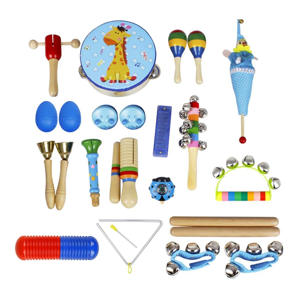 CALANDIS Orff Educational Toy Set 17 Kinds Tambourine Drum Percussion Toys Blue | Shakers & Small Percussion | Hand Percussion |