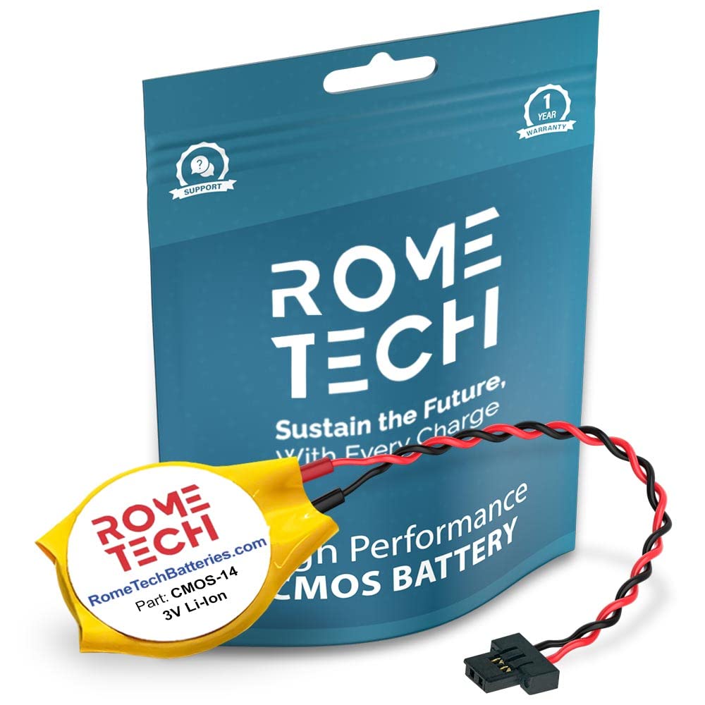 Rome Tech Cmos Battery For Lenovo Thinkpad T430U X120E X121E X130E X131E X140E, Edge 11 Edge E130   Laptop Backup Bios Rtc 3V Cr2025 Battery With 2 Wire Cable Fi Connector (1 Pack)