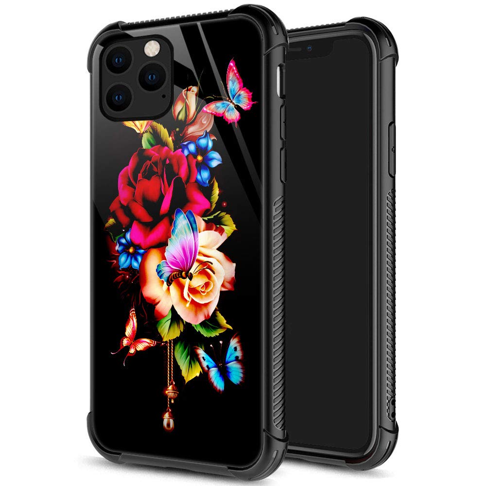Iphone 13 Pro Max Case, Butterfly Rose Iphone 13 Pro Max Cases For Women Girls, Pattern Design Shockproof Anti Scratch Organic G