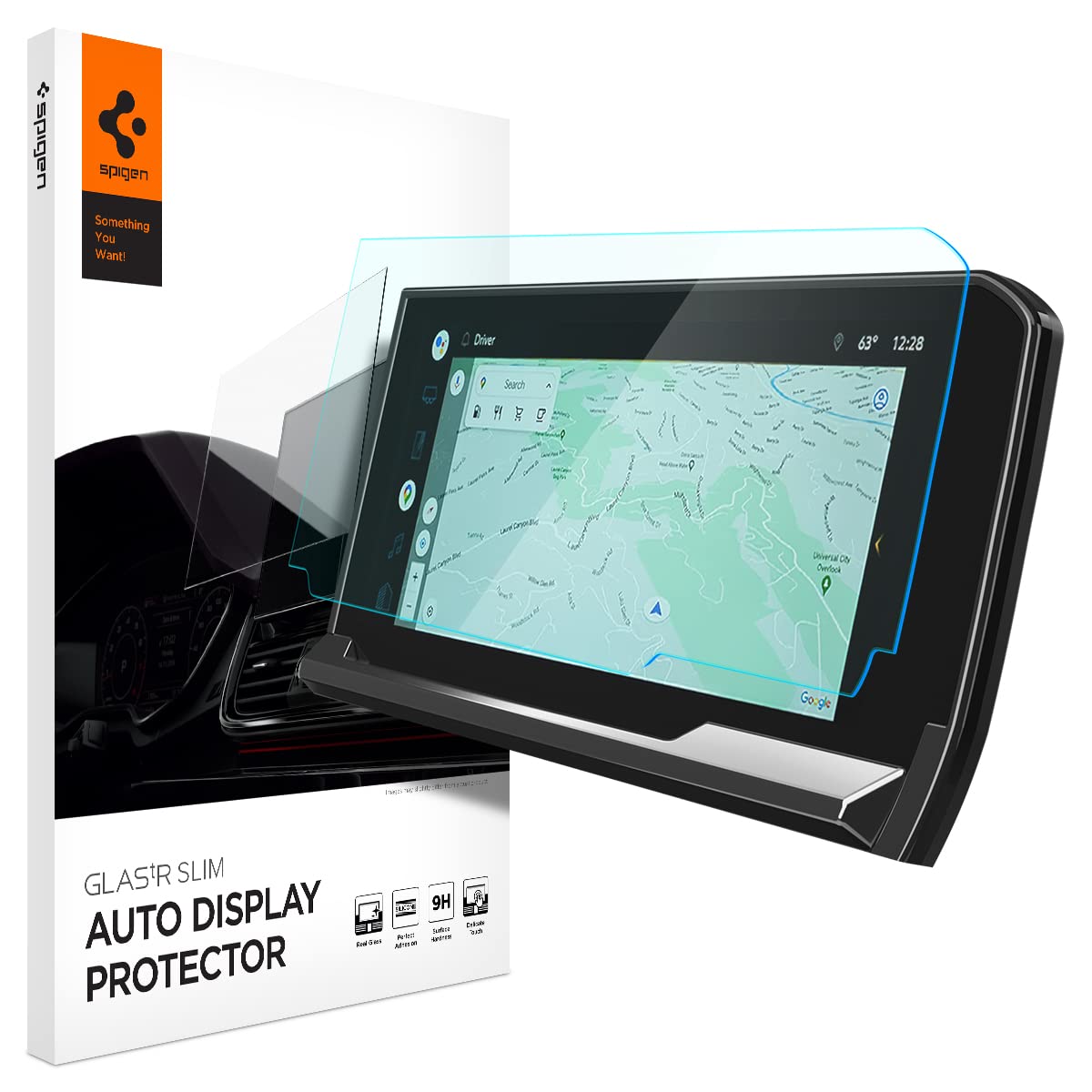 Spigen Tempered Glass Screen Protector [Glastr Slim] Designed For Chevrolet Silverado (2022/2023/2024/2025), Gmc Sierra (2022/2023/2024/2025) 13.4 Inch Dashboard Touchscreen   Matte/Anti Finger Print