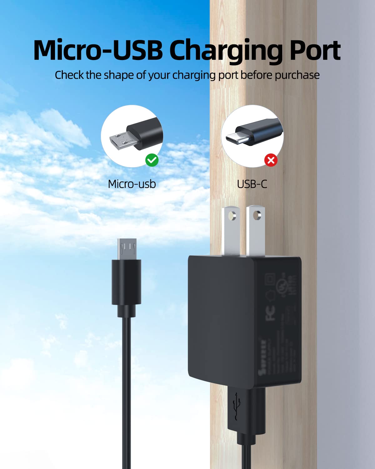 Ul Listed Micro Usb Wall Charger Fit For Samsung Galaxy Tab A E,S,S2,3,4, 10.1' 7.0' 8.0' 8.4' 9.6' 9.7',Sm T580/P580/T800/T113/T520/T900/T320/T713 Tablet Power Supply Adapter Cord Data Cable