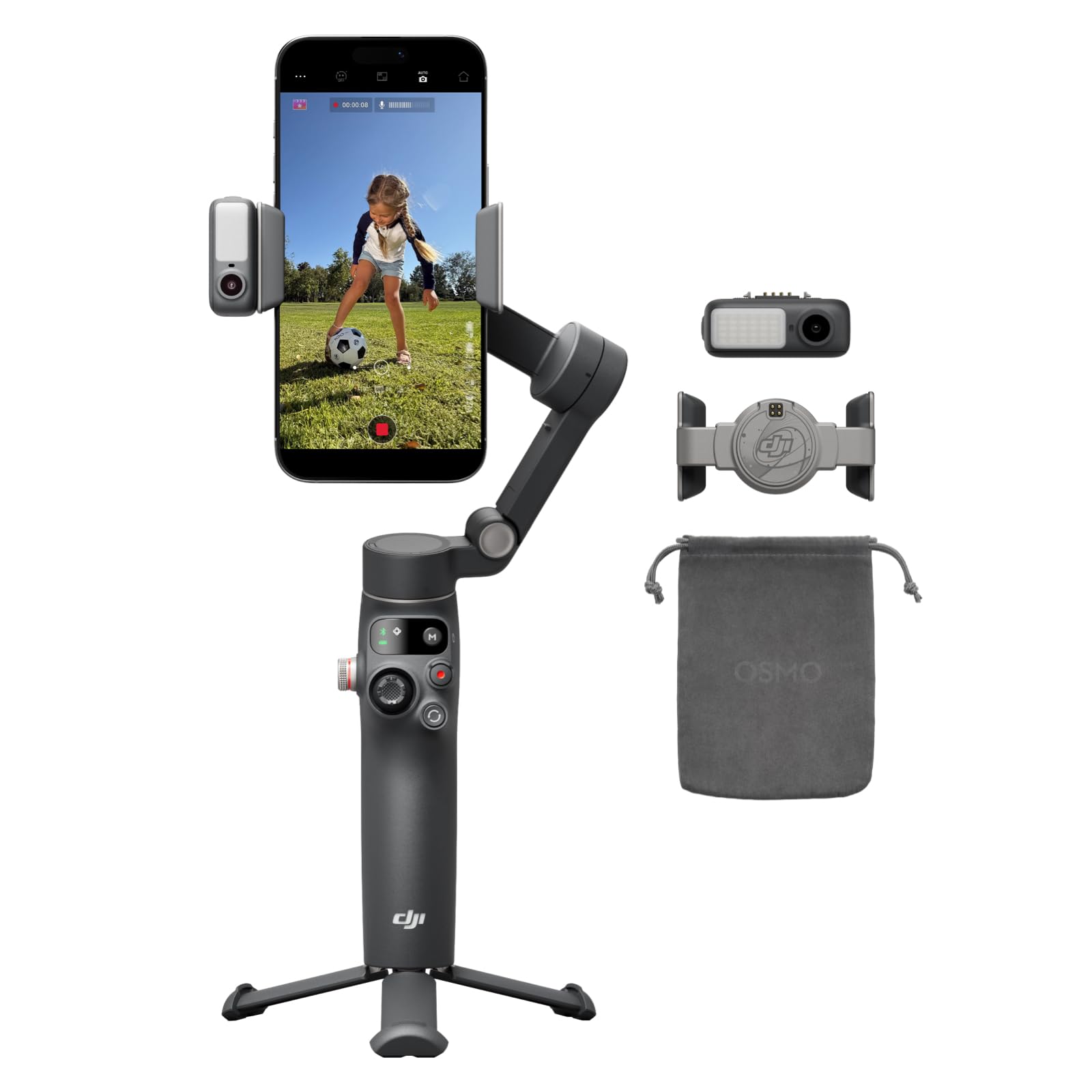 DJI Osmo Mobile 8 Advanced Tracking Combo Gimbal Stabilizer for Phone, AI Native Tracking with Audio & Lighting, 360 Pan Rotatio