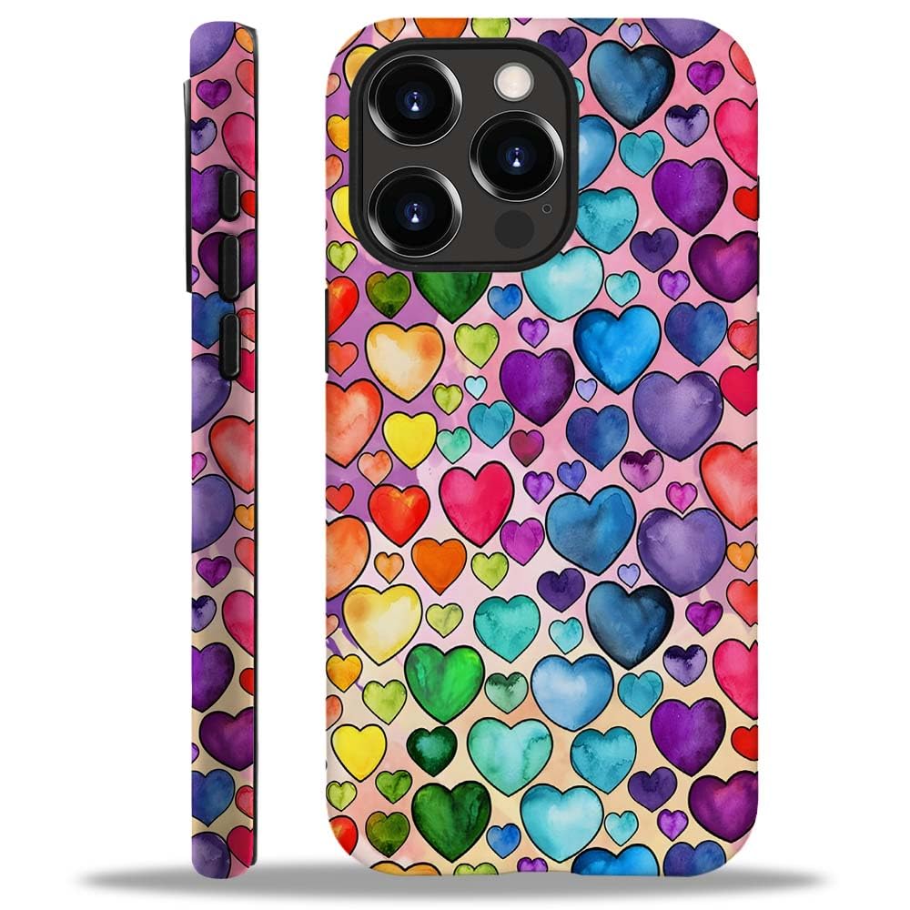Seized Case Compatible With For Iphone 14 Pro Max,Colorful Heart Lovely Cute Pink Phone Case For Girl Women Boy Men,Durable Prot