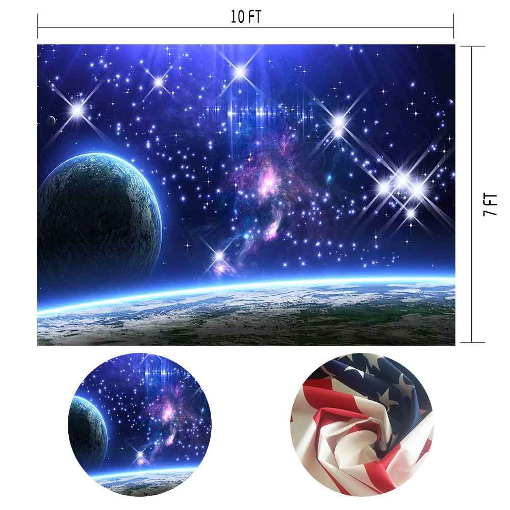 Mtmety 10X7Ft Galaxy Backdrop Universe Backdrop Starry Sky Planet Background Earth Shinny Vinyl Photo Video Studio Lxme358