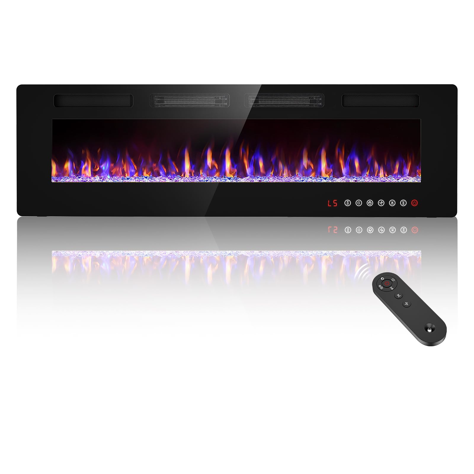 60    Recessed And Wall Mounted Fire Places Electric Fireplace With Remote Control, Toucn Screen