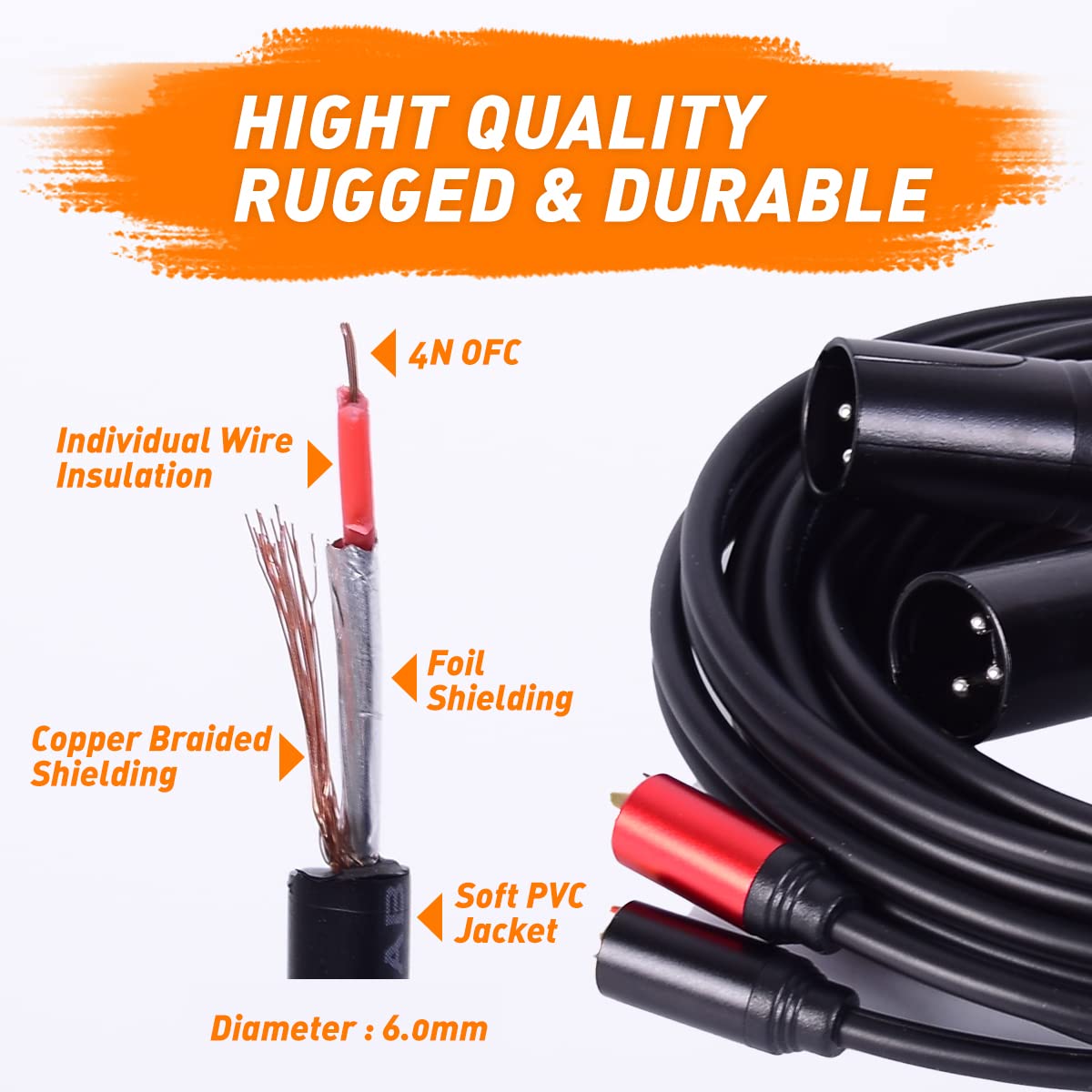 Dual Xlr Male To Rca Cable 50Ft,Belipro Heavy Duty 2 Xlr Male To 2 Rca Male Hifi Stereo Audio Connection Microphone Cablea
