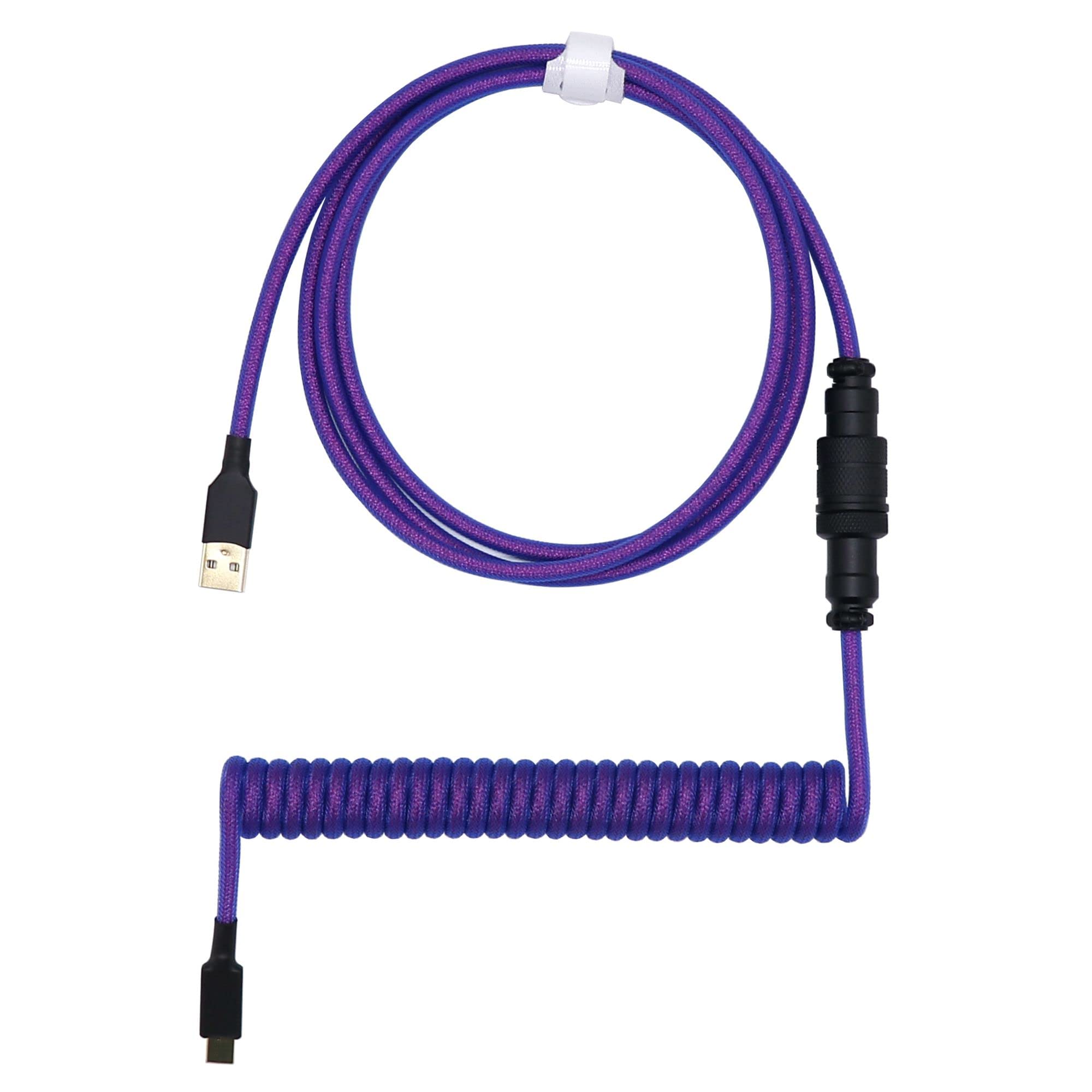 Kraken Cosmic Coiled Keyboard Cable   Artisan Cosmic Nebula Coiled Usb C Cable With Aviator Connector For Mechanical Gaming Keyb