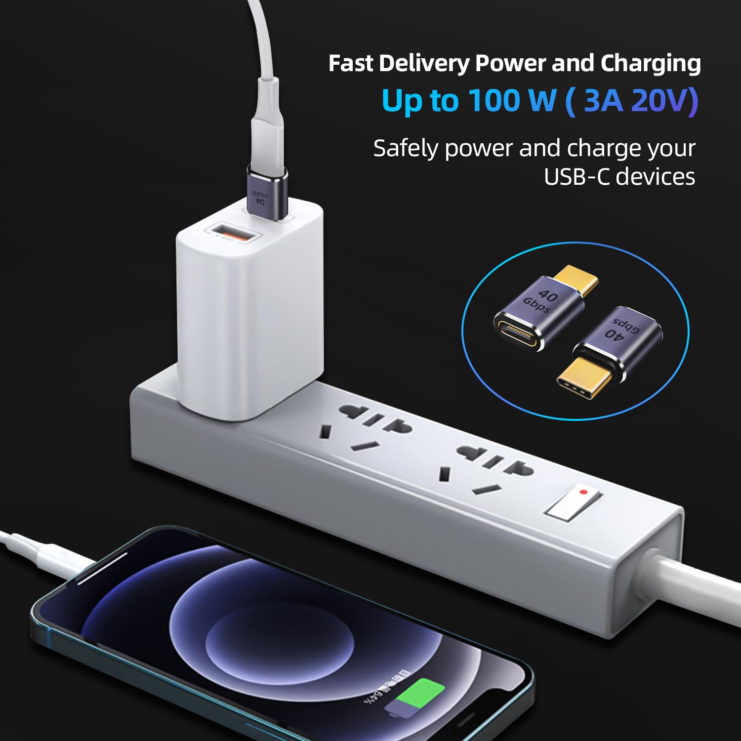 Ghqxzt Usb C Extender Adapter 40Gbps, 8K 60Hz Usb C Male To Female Extension Adapter,Usb Type C Male To Female Extender Pd 100W