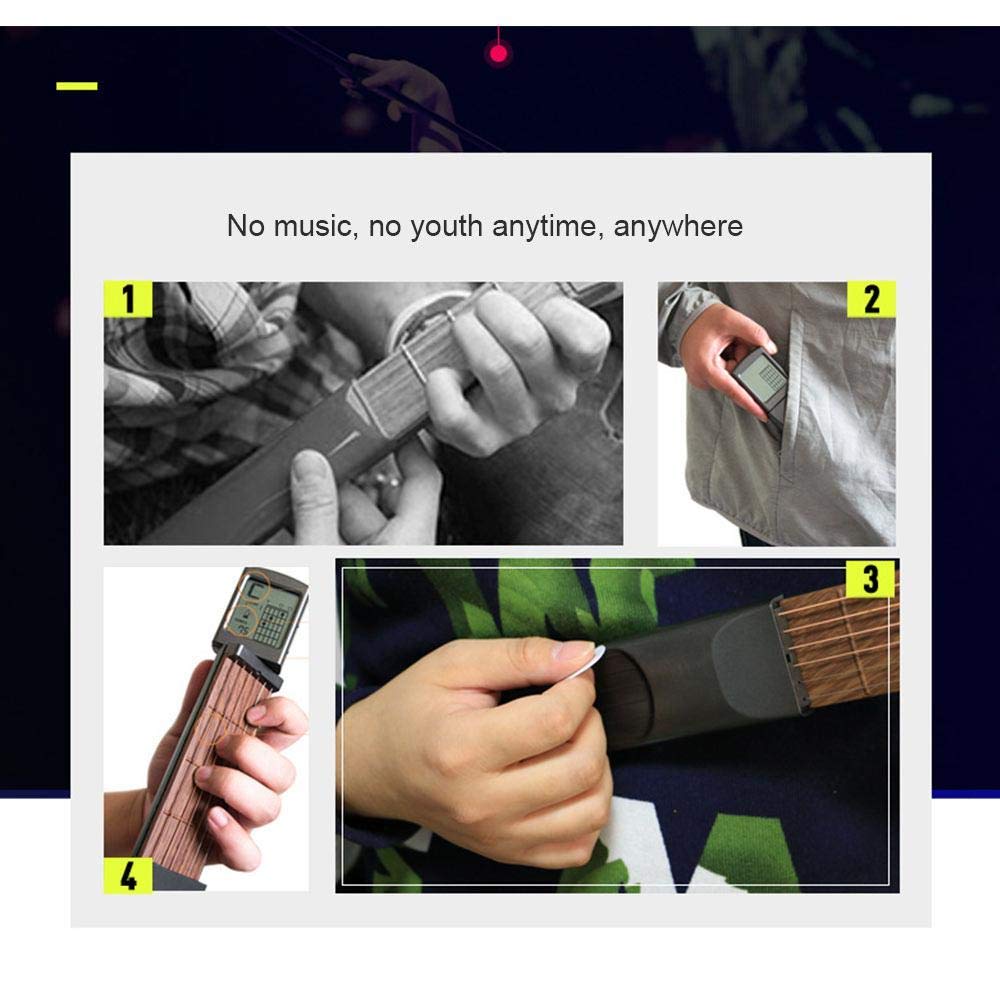 Moreup Digital Guitar Trainer With Screen, Portable Guitar Chord Trainer Fretboard Practice Tool For Beginner With Chords Chart
