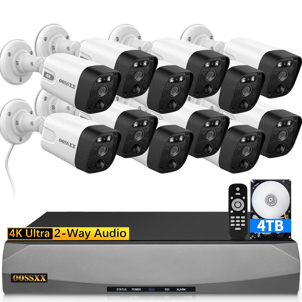 Oossxx (4K/8.0 Megapixel & 130� Ultra Wide Angle) 2 Way Audio Poe Outdoor Home Security Camera System Wired Outdoor Video Surveillance Ip Cameras System