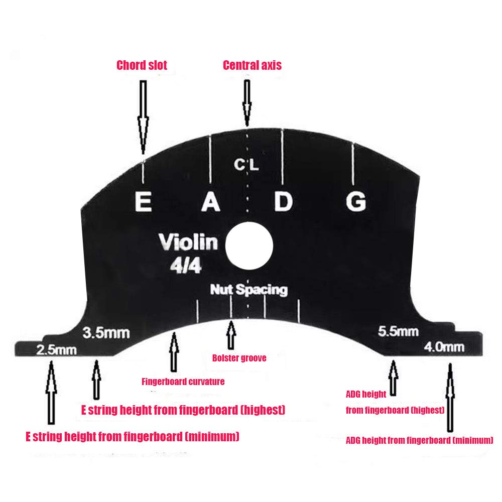 Tzong Violin Bridges Multifunctional Template Violin Bridges Repair Reference Tool Fingerboard Scraper Making Tool 3/4