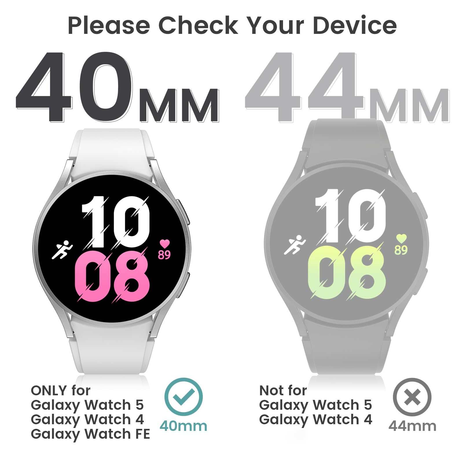 Tensea [2Pack] For Samsung Galaxy Watch Fe 2024/5 2022/4 2021 Screen Protector Case 40Mm Accessories, Protective Face Cover For