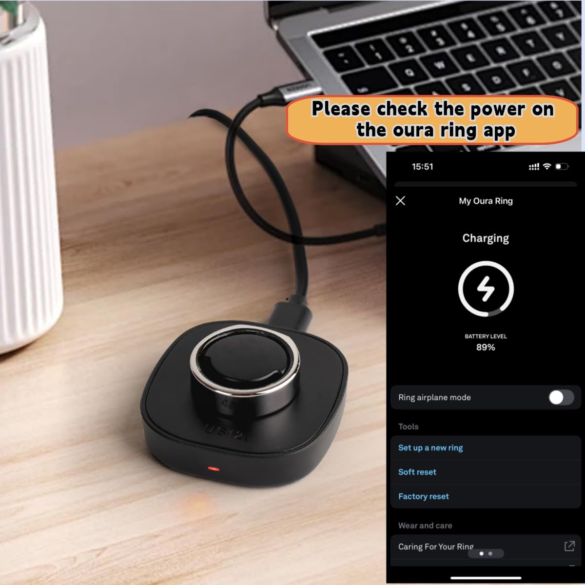 Wonjoy Compatible With Oura Ring Gen3 Charger   Size 6, 7, 8, 9, 10, 11, 12, 13   Fast Charging Dock With Usb C Cable For Smart