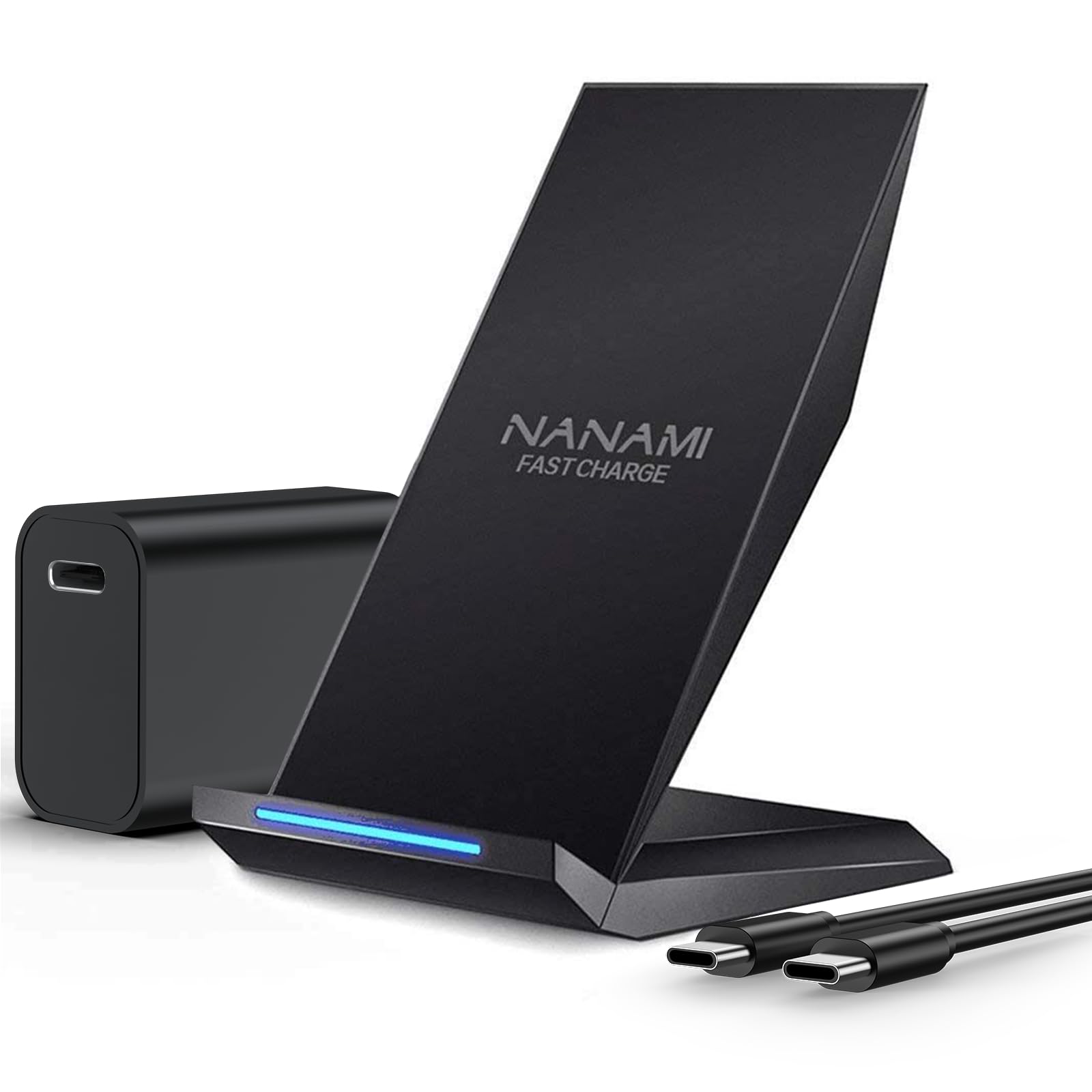 NANAMI Fast Wireless Charger with USB Phone Charger, Qi Certified Charging Stand with 20W PD Adapter for iPhone 17/17 Pro/17 Pro