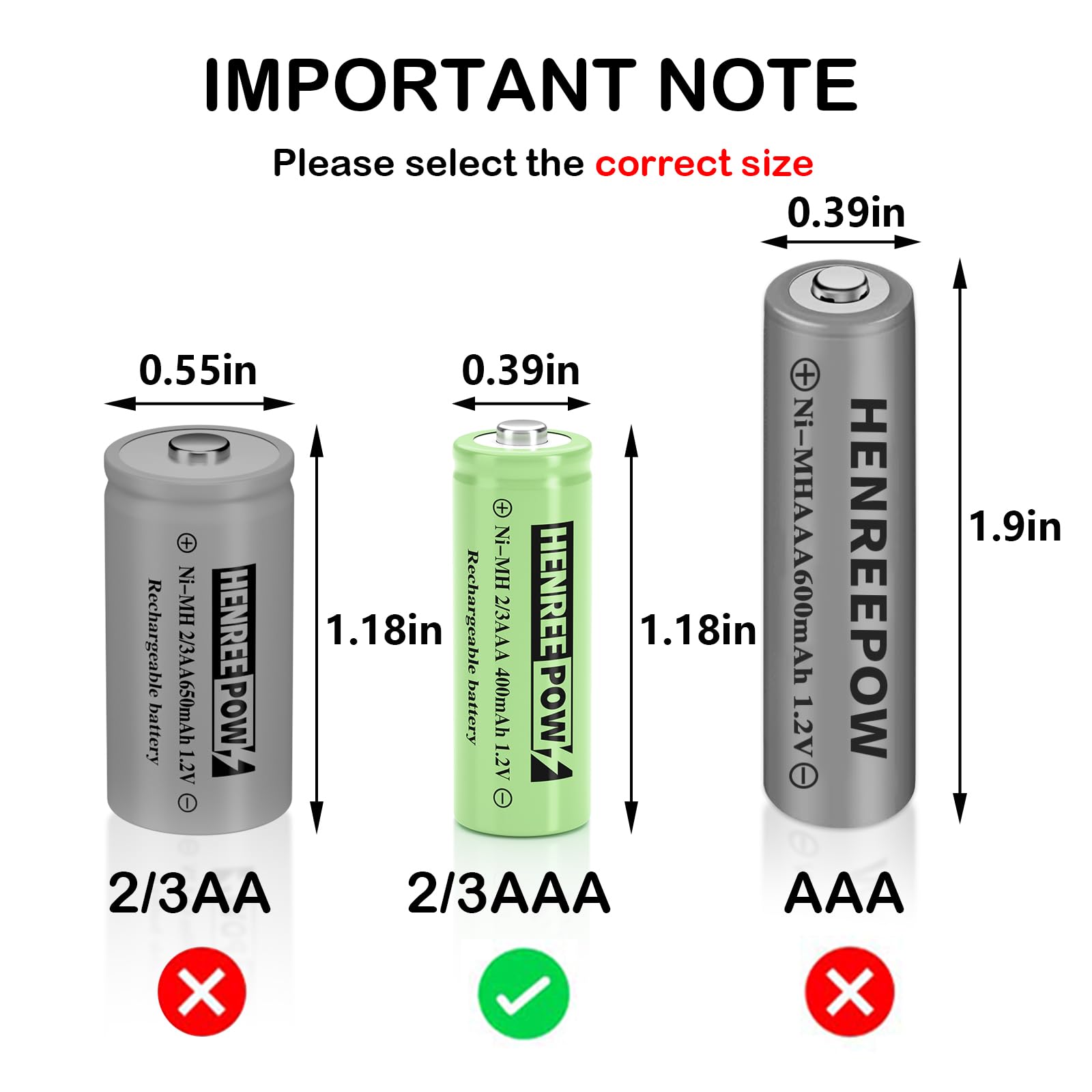 Henreepow 2/3Aaa Solar Battery, 2/3Aaa 400Mah Rechargeable Battery, 2/3Aaa 1.2V Low Self-Discharge Rechargeable Battery 4 Pack F