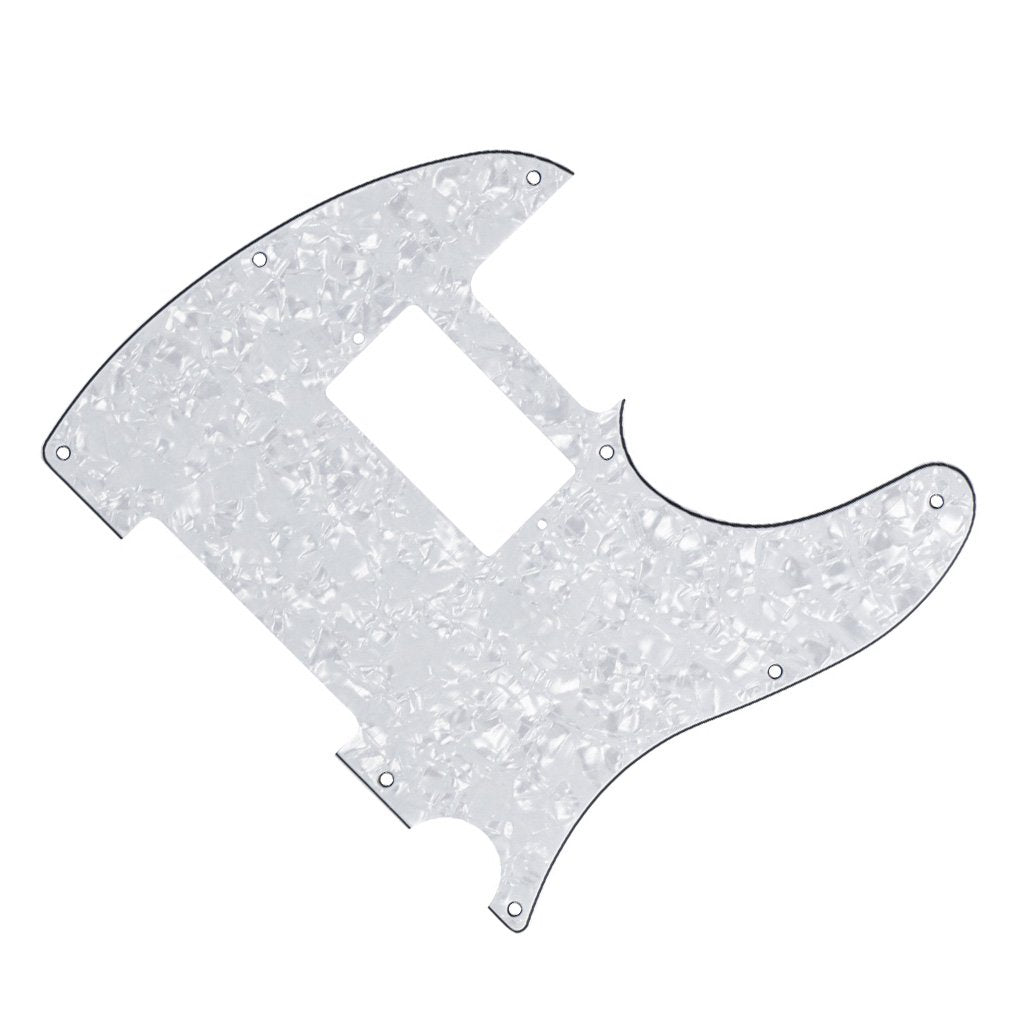 Fleor 8 Hole Tele Pickguard Guitar Humbucker Pick Guard Hh With Screws Fit Usa/Mexican Fender Standard Telecaster Part, 4Ply Whi