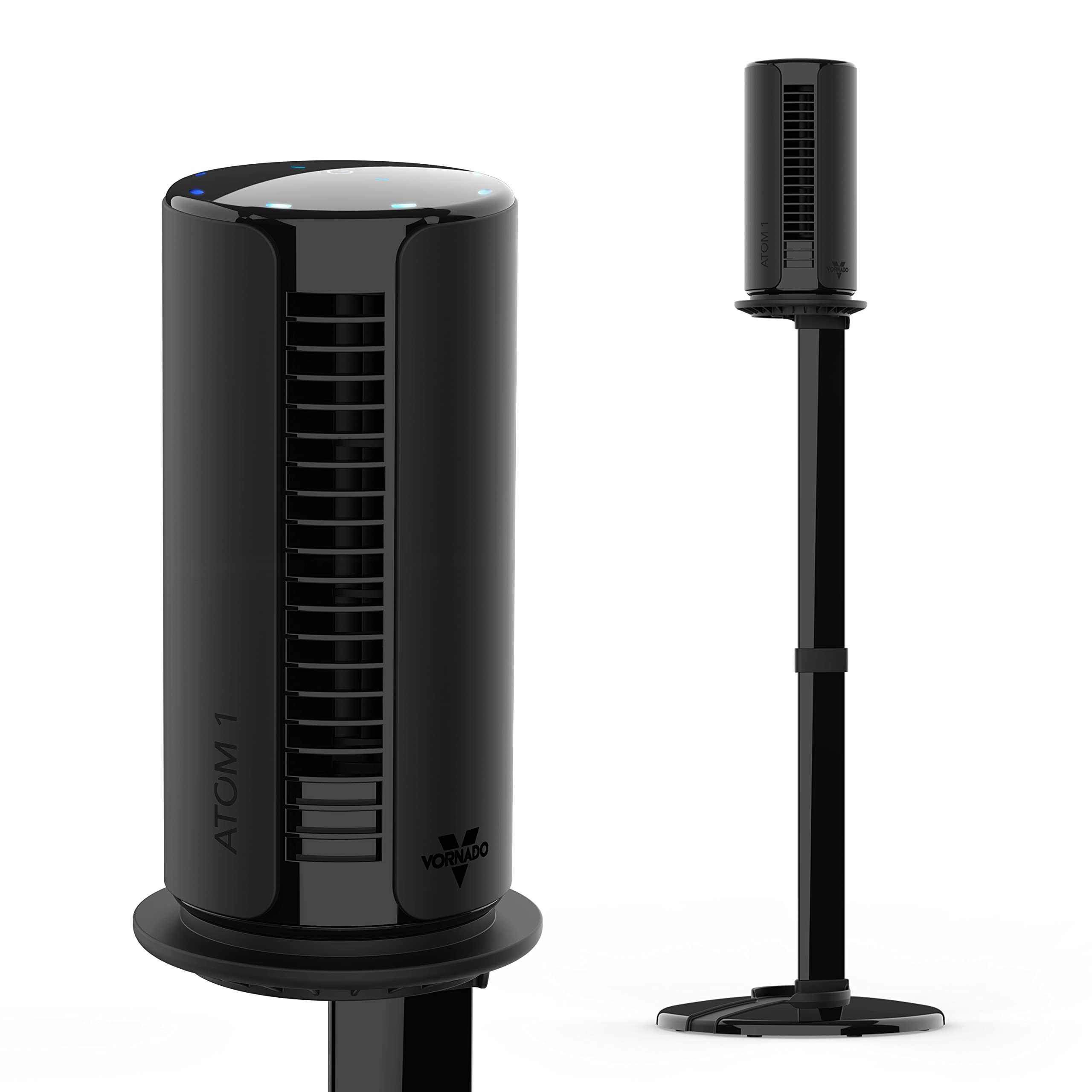 Vornado ATOM 1S Compact Oscillating Tower Fan with Removable Stand, 40 tall, 4 Speeds , Black