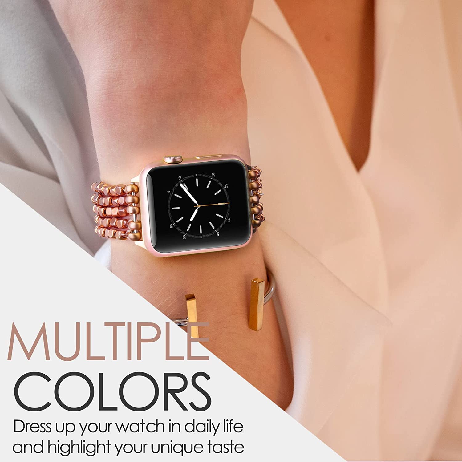 Mofree Bracelet Compatible For Apple Watch Band 44Mm/42Mm Series 6 Se 5 Women Men Fashion Handmade Elastic Stretch Beads Strap F