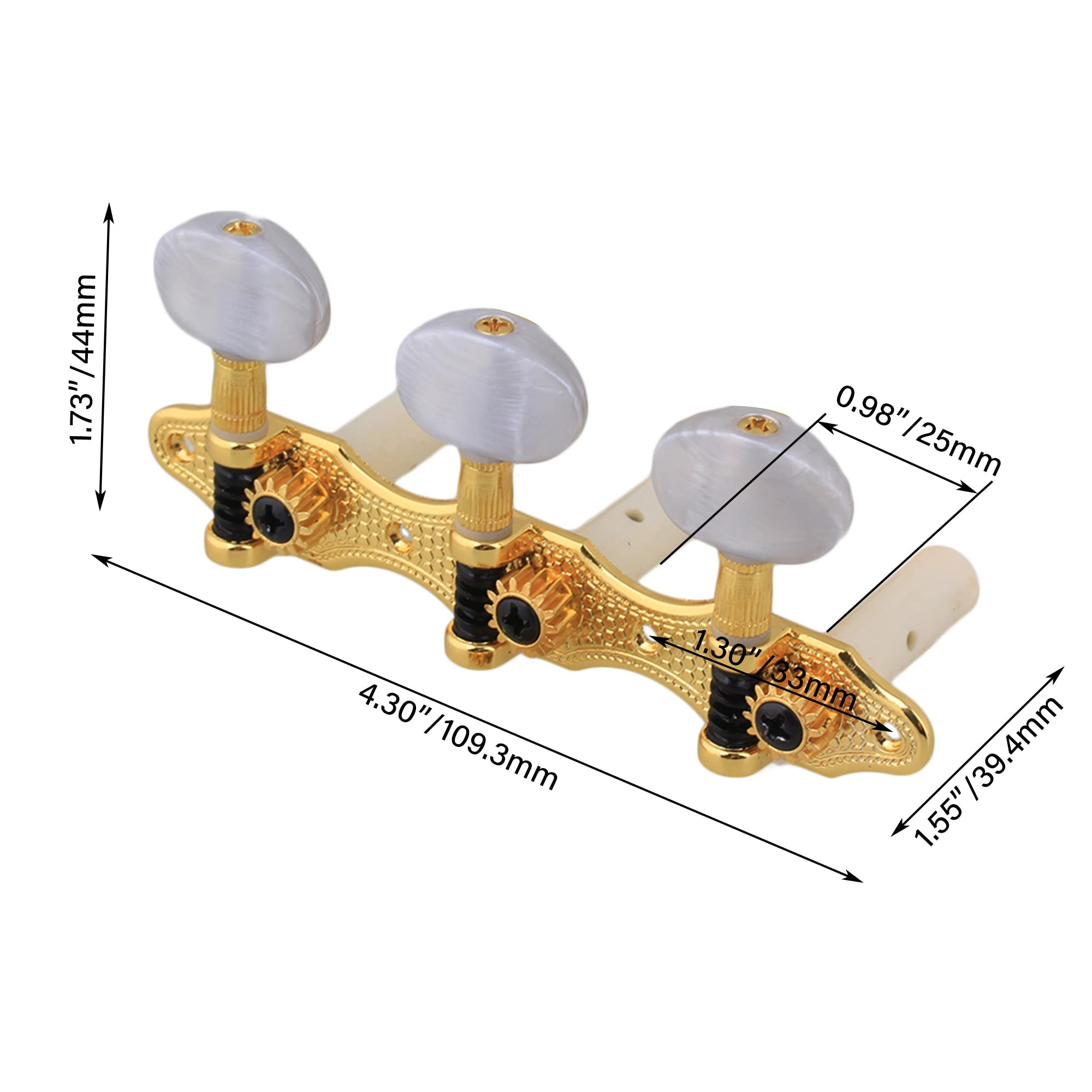 Yibuy Golden Classical Guitar Tuning Pegs Machine Heads Guitar Tuners W/ 8Pcs Screws