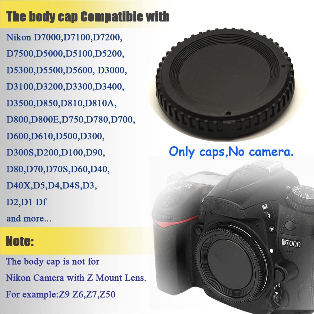 Rear Lens Cap And Front Body Cap For Nikon D850 D7500 D3500 D5600 Dslr With Af,Af S,Af P Lenses,Replaces Nikon Bf 1B Cap And Fir
