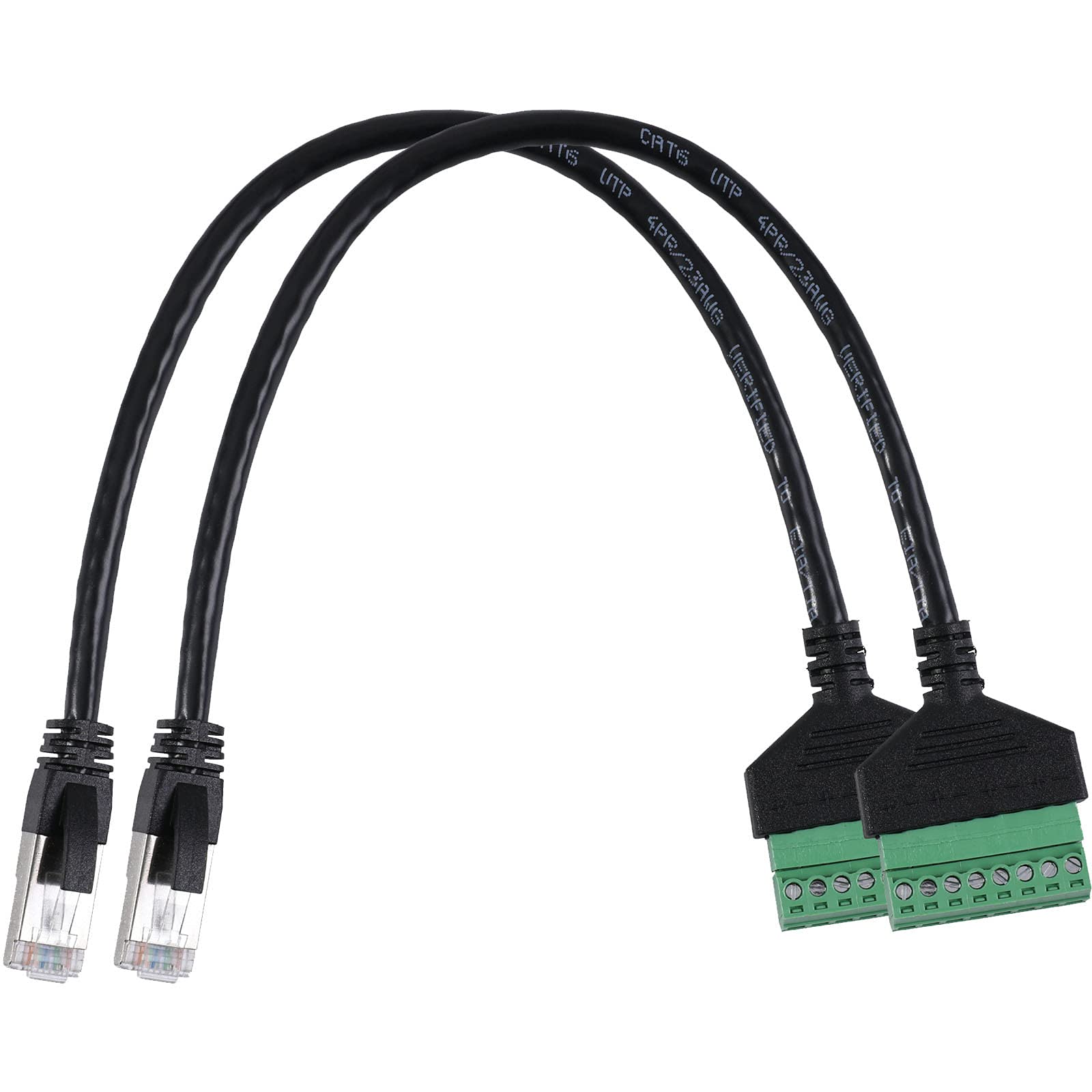 Jienk 2Pcs Rj45 Male To 8 Pins Screw Terminal Block Adapter For Cat5 Cat6 Cat7 Ethernet Extender Cctv Digital Internet,Rj45 Male
