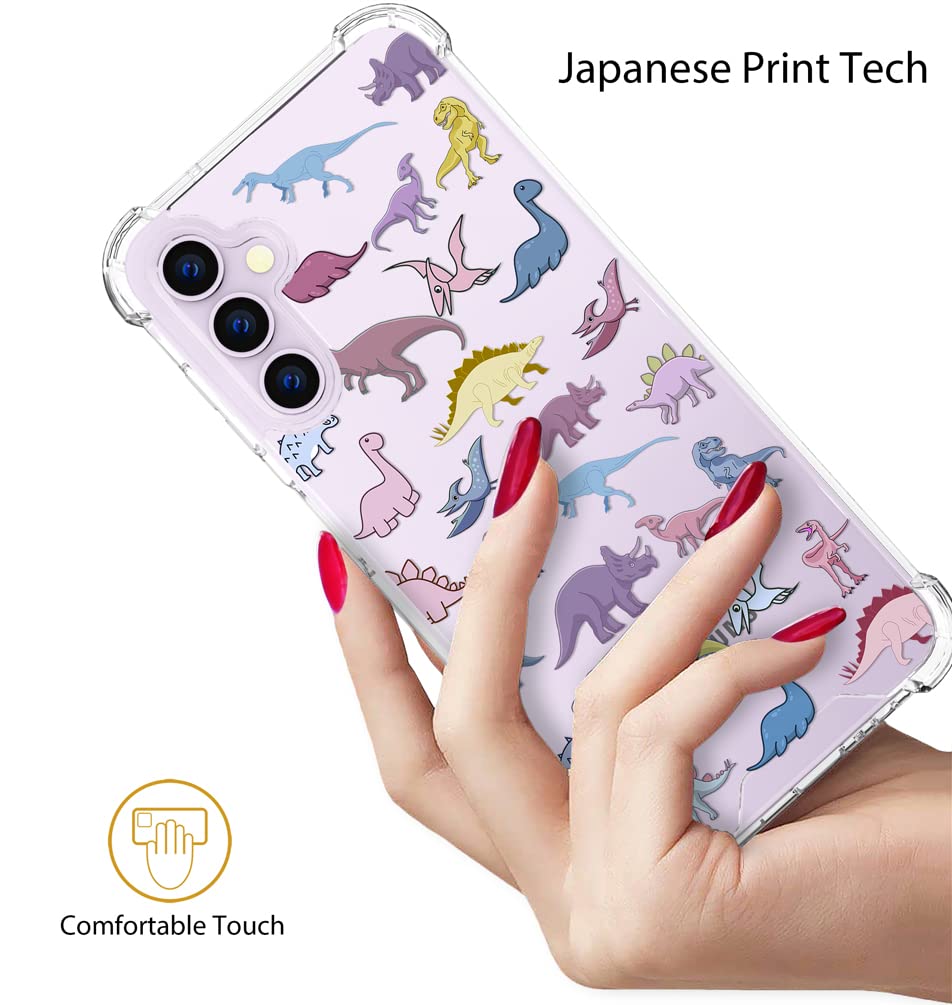 Topgraph Case Cute Dinosaur Clear For Women Girly Designer Girls For Galaxy S23+ Plus, Cute Silicone Transparent Phone Case Dino