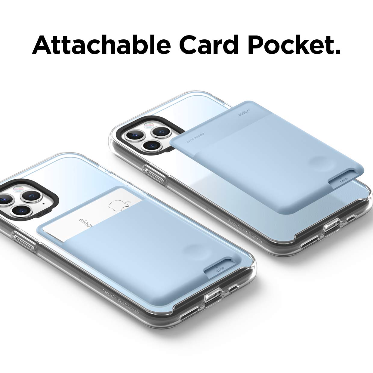 Elago Slim Wallet Phone Case - Secure Card Holder, 3M Adhesive For Iphone, Galaxy & Most Smartphones [Pastel Blue]