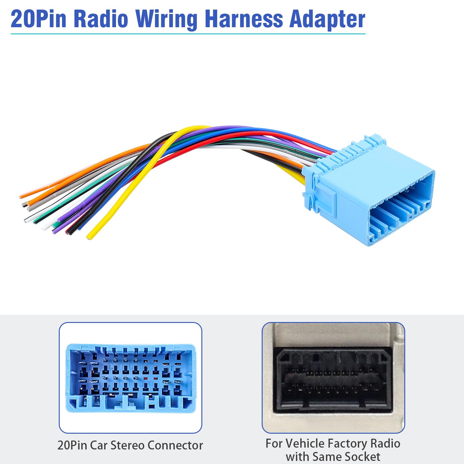 Jayubein Radio Wiring Harness Connector Compatible With Honda Accord Civic Crv Odyssey Element Pilot S2000 Ridgeline,20Pin Car S