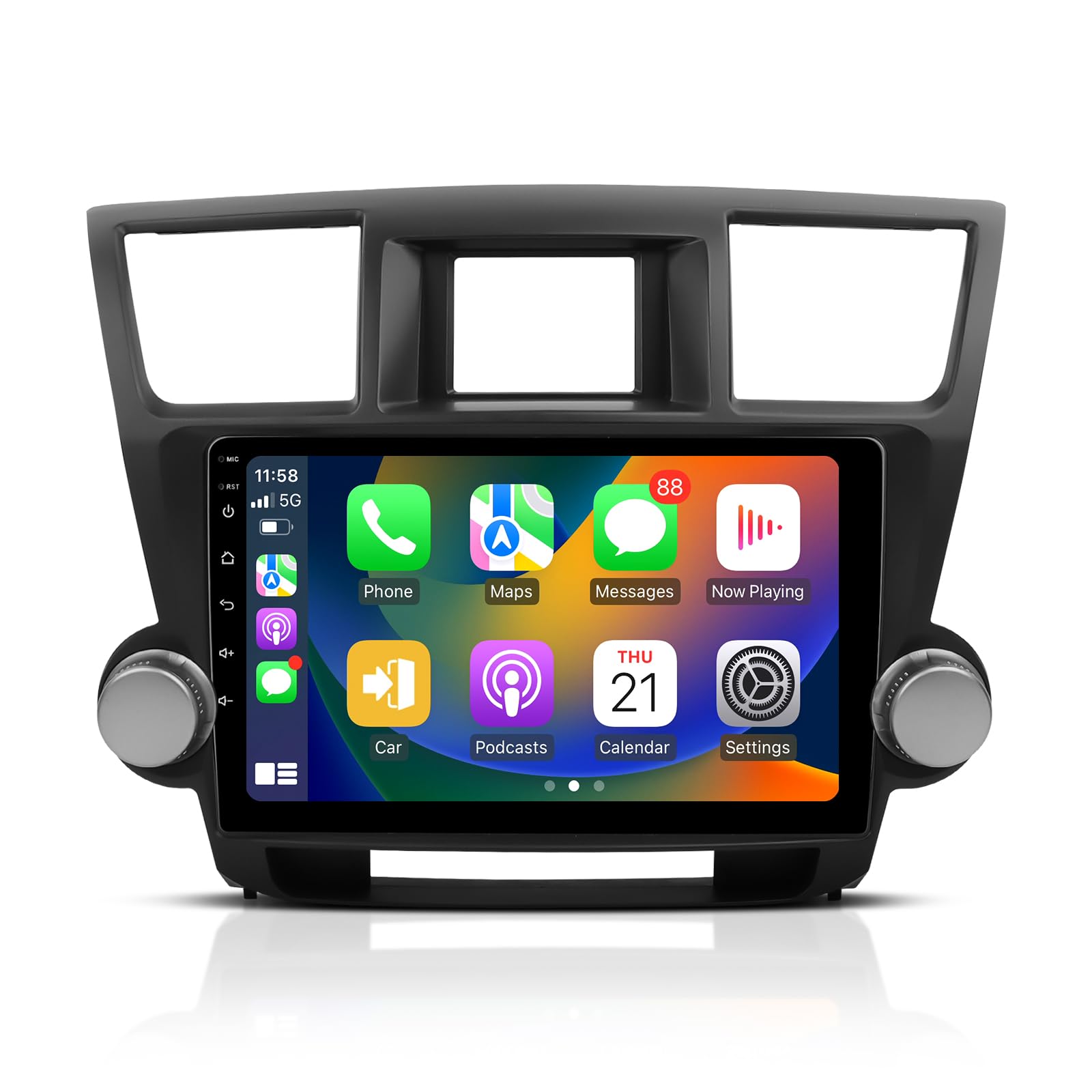 Wireless Apple Play Car Stereo With Bluetooth, Viabecs 6Gb 128Gb 10.2 Inch Touchscreen Radio For Toyota Highlander 2008 2013 Android Auto Head Unit Support Gps Navigation, 5Ghz Wifi, Swc, Am Fm Radio