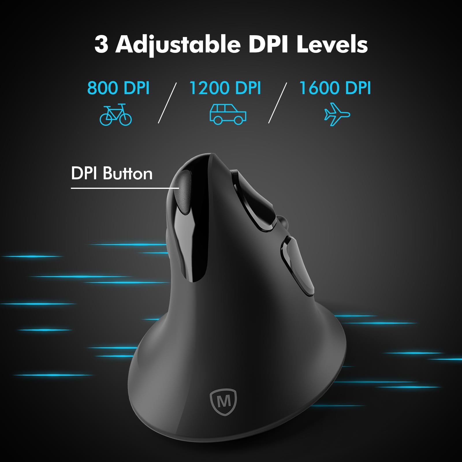 Micropack Ergonomic Mouse, Vertical Wireless Mouse With Usb A & Type C Receiver, Ergo Design Reduces Muscle Strain, 6 Buttons 80