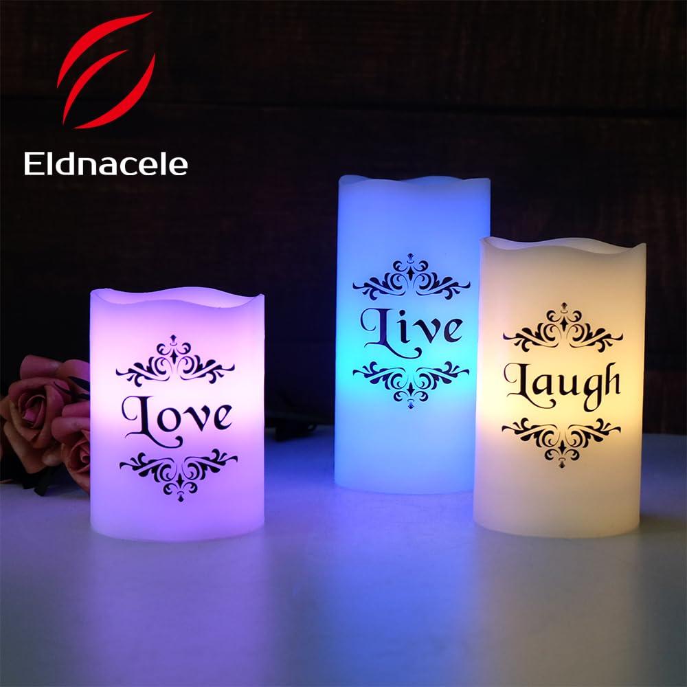 Eldnacele Color Changing Pillar Candles Battery Operated Flickering Flameless Candles Multi Colored With Remote Control Timer