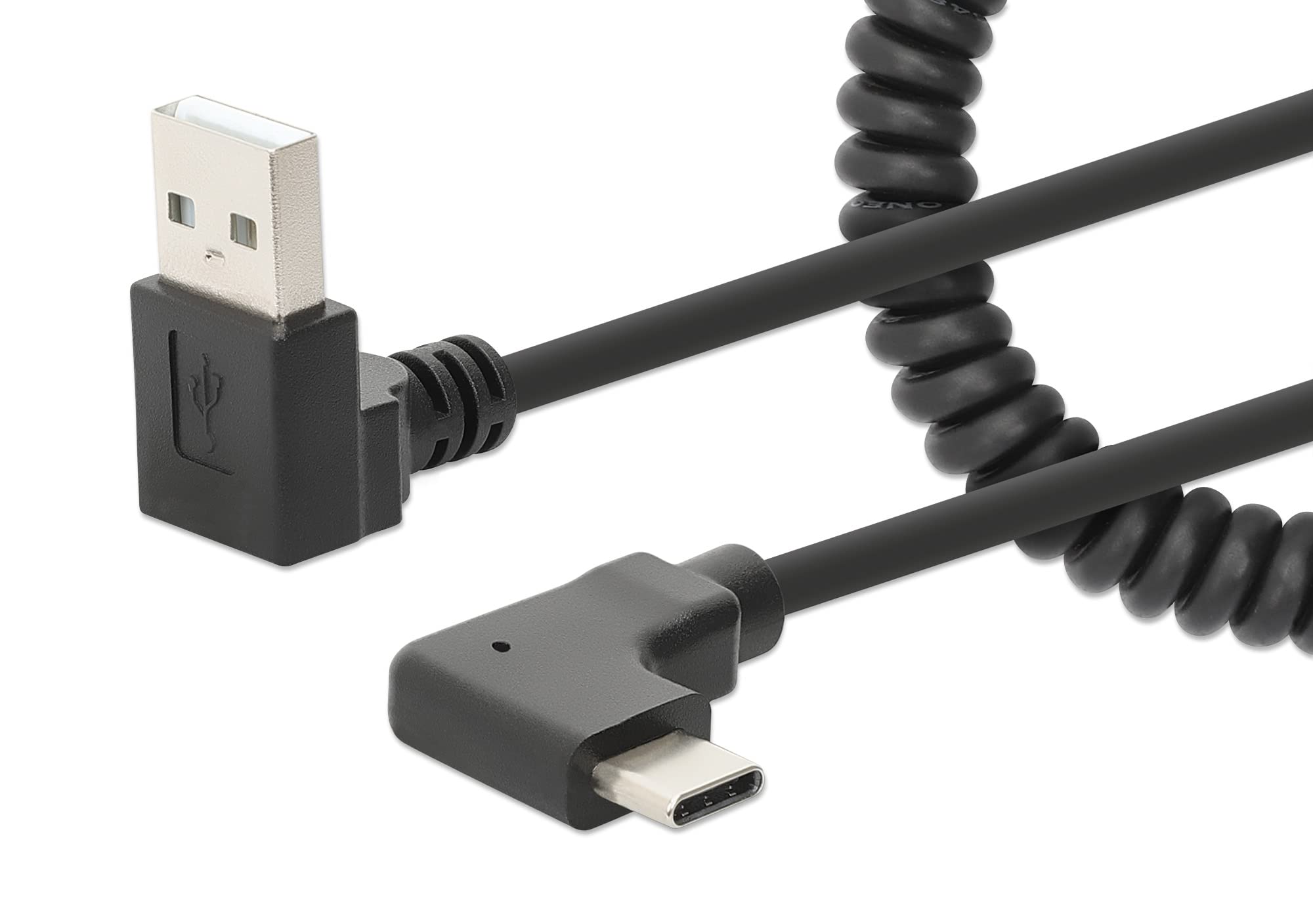 Manhattan Coiled Cable USB-A to USB-C Charging Cable 1 m Black