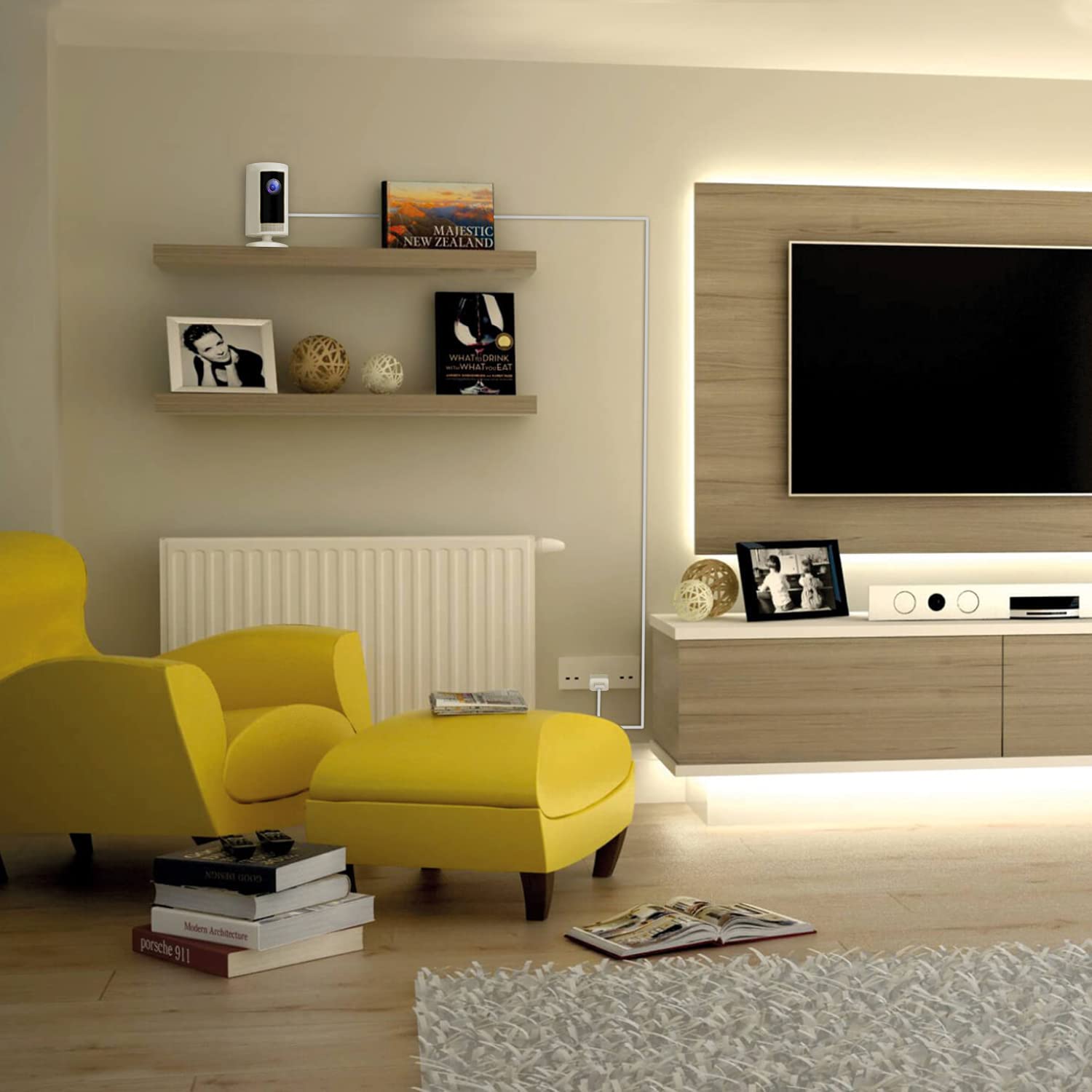 Alertcam Power Adapter For Ring Indoor Cam (2Nd Gen) And Ring Indoor Cam(1St Gen), With 25Ft/7.5M Flat Charging Cable Continuously Charge Your Camera (Not Compatible With Ring Stick Up Cam)