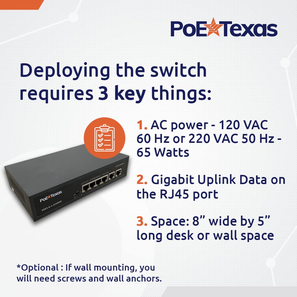 Poe Texas Poe Switch 4 Port   802.3Af/At Power Over Ethernet With 4 Poe+ Ports, 2 Lan Uplink, Vlan & Extender   65W High Speed U
