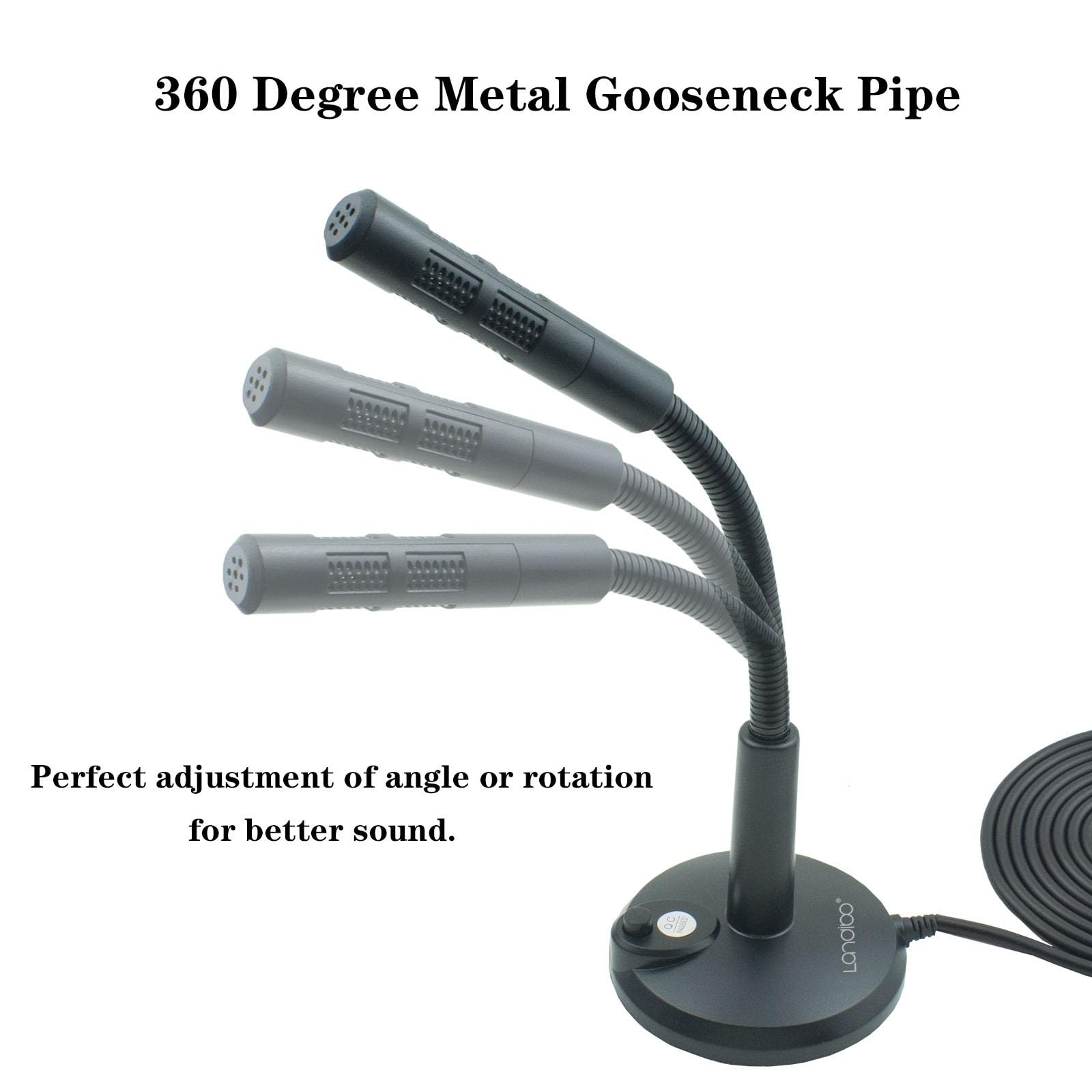 Landibo 3.5Mm Male Microphone, Plug And Play Desktop Laptop Gooseneck Microphone, Suitable For Games, Meetings, Recording, Podca