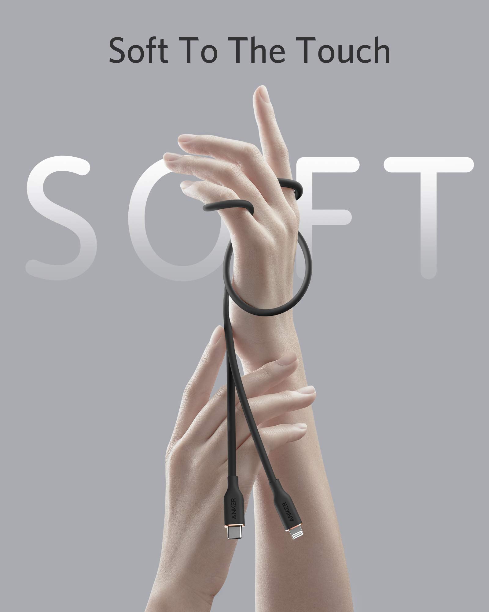 Anker Usb C To Lightning Cable, 641 Cable (Midnight Black, 3Ft), Mfi Certified, Powerline Iii Flow Silicone Fast Charging Cable