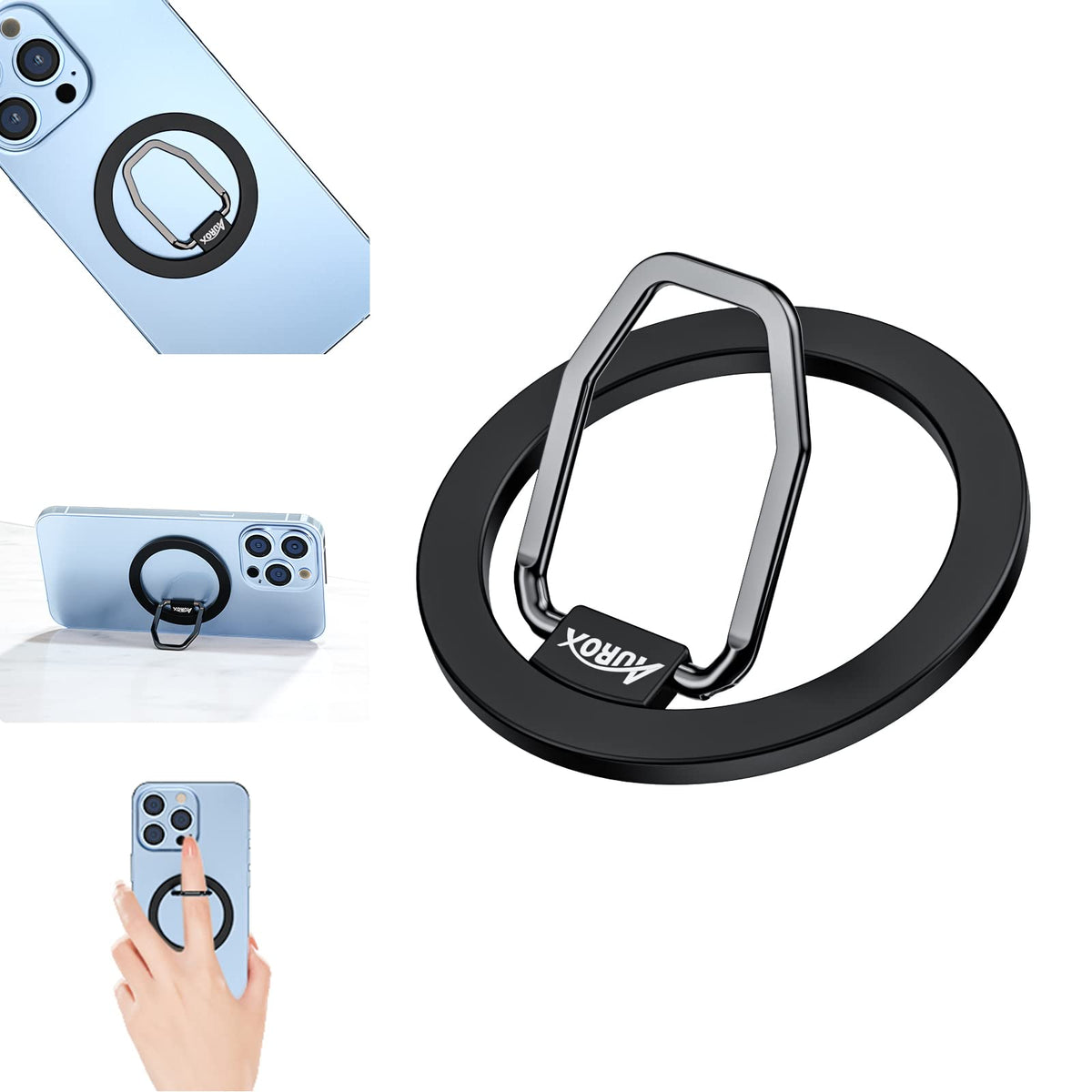 Magnetic Phone Grip Aurox Phone Ring Holder For Magsafe Accessories Adjustable Phone Ring Holder For Iphone 14, 13, 13 Pro, 13 M