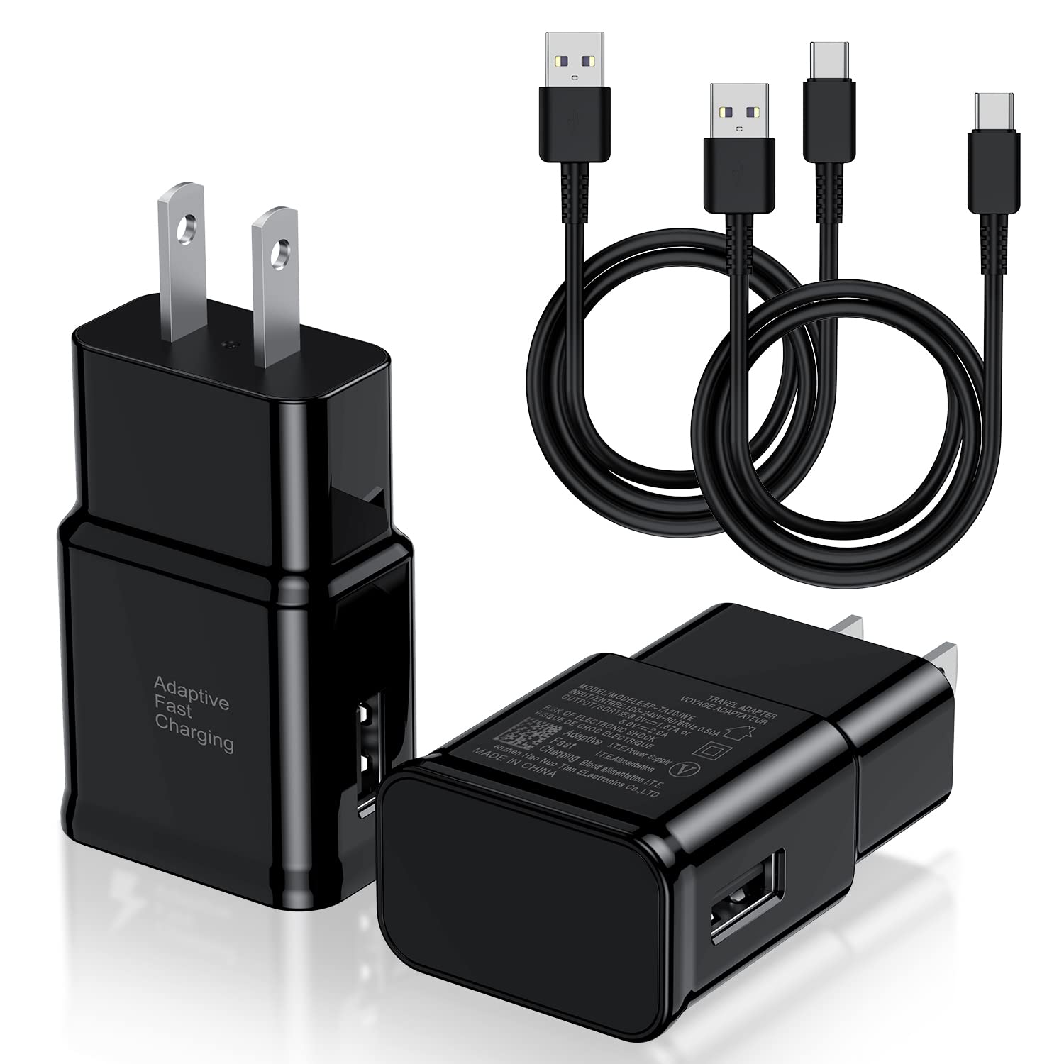 Type C Charger Fast Charging, 2 Pack Usb C Android Phone Wall Charger Block & 6Ft Charge Cable Cord, For Samsung Galaxy S8 / S9