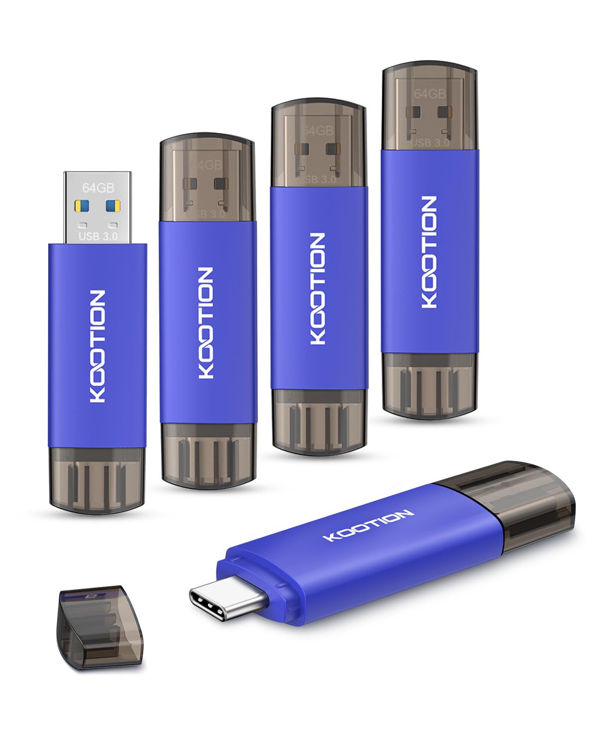 64Gb Usb C Flash Drive 5 Pack, Kootion 2 In 1 Type C Flash Drive Usb A&Usb C 3.0 Dual Drive Otg, Thumb Drive Memory Stick For An
