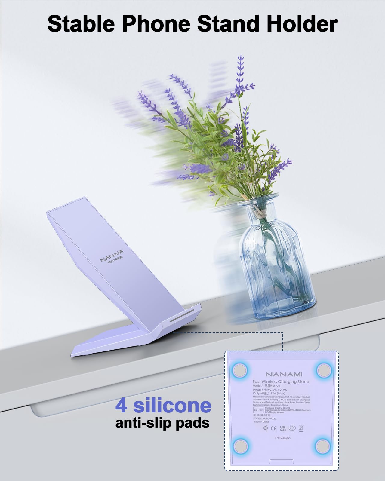 Fast Wireless Charger 2 Pack   Nanami Qi Certified Wireless Charging Stand For Iphone 16/15/14/13/12/12 Pro Max, Phone Charger D