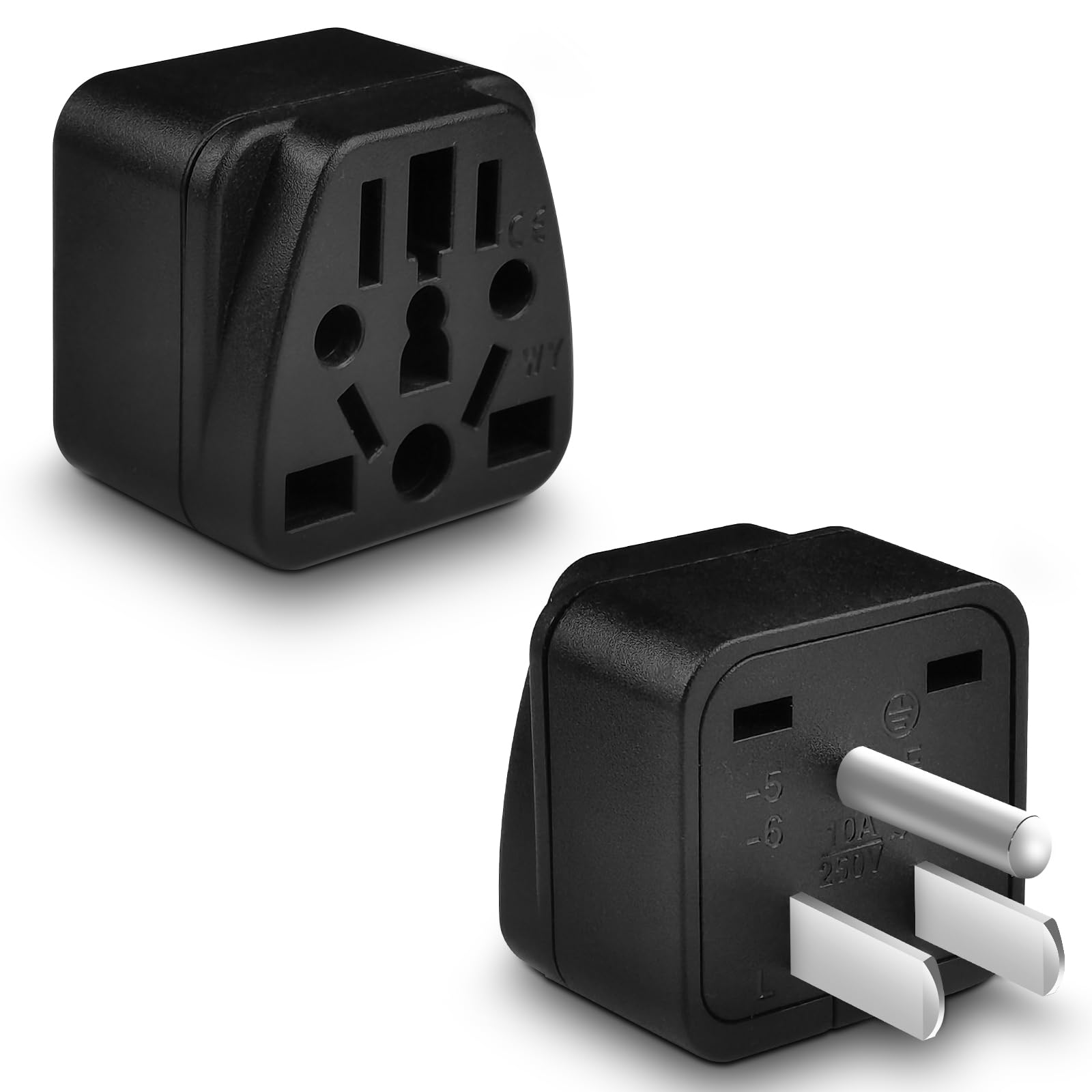 European To Us Plug Adapter, 2 Pack Us Travel Plug Adapter, Uk To Us Plug Adapter, Eu To Us Plug Adapter, For Eu/Uk/Au/Cn/Jp/Ita