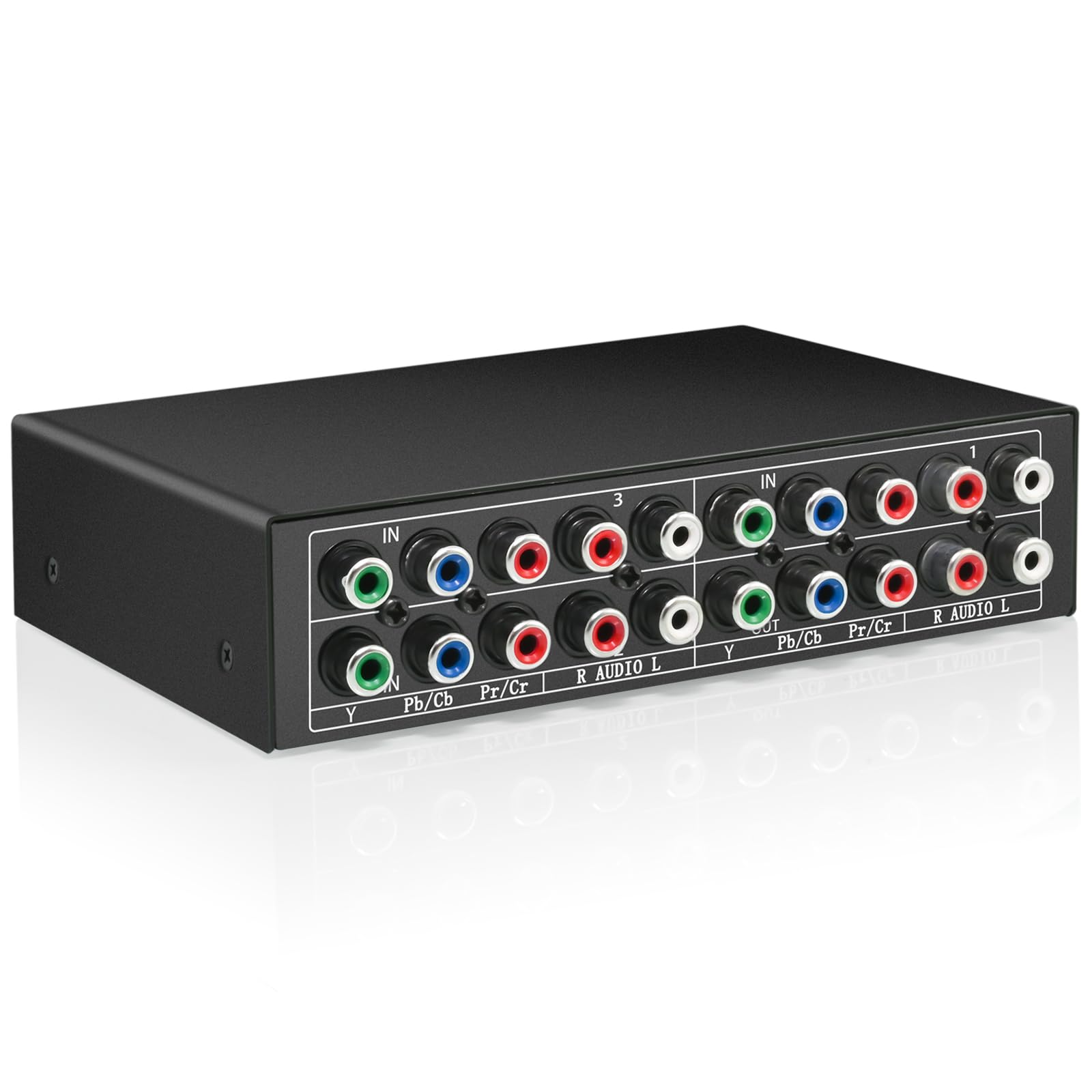 3 In 1 Out Component Av Video Switch Box 1080P, 3 Way Composite 3 Rca Ypbpr L/R Audio Av Splitter Rgb Selector Switcher Converte