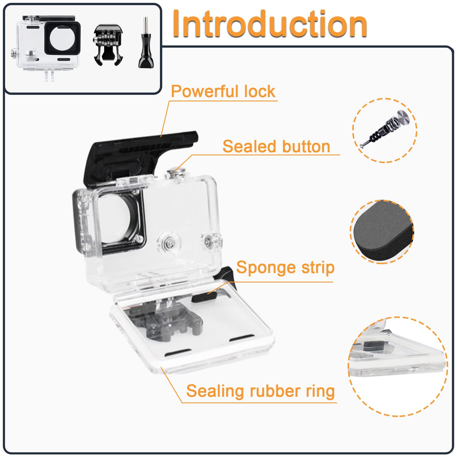 Waterproof Housing Case For Gopro Hero 4 3 Plus, Protective Underwater Dive Shell With Bracket For Go Pro Hero4 3+ Action Camera