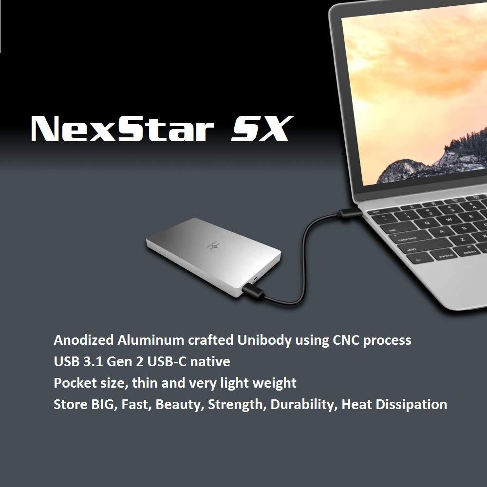 Vantec 2.5 Sata Ssd To Usb 3.1 Gen 2 Type C Enclosure With Type C To C Cable (Nst-204C3-Sv), Pocket Size, Silver