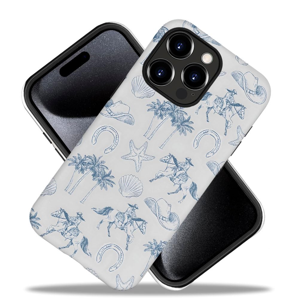Generic Case For Iphone 16 Pro Max - [Drop Protection Phone Cover] - Hybrid Case For Girl Women - Coastal Beach Horse West