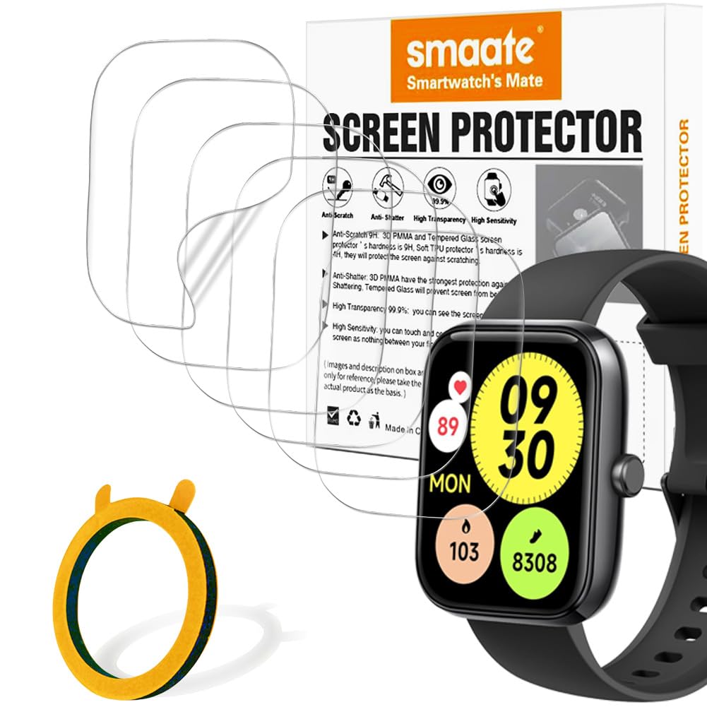 Smaate Screen Protector Compatible With Mikego Booomic Senbono Kalinco Idw25 1.83    Smart Watch, Soft Tpu, 6-Pack, Full Coverag